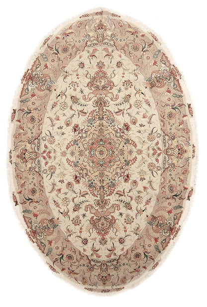 Täbriz 50 Raj oval mit Seide