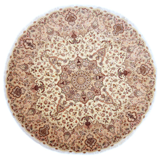 Täbriz 50 Raj rund mit Seide