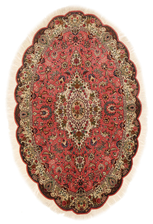 Täbriz 50 Raj oval mit Seide