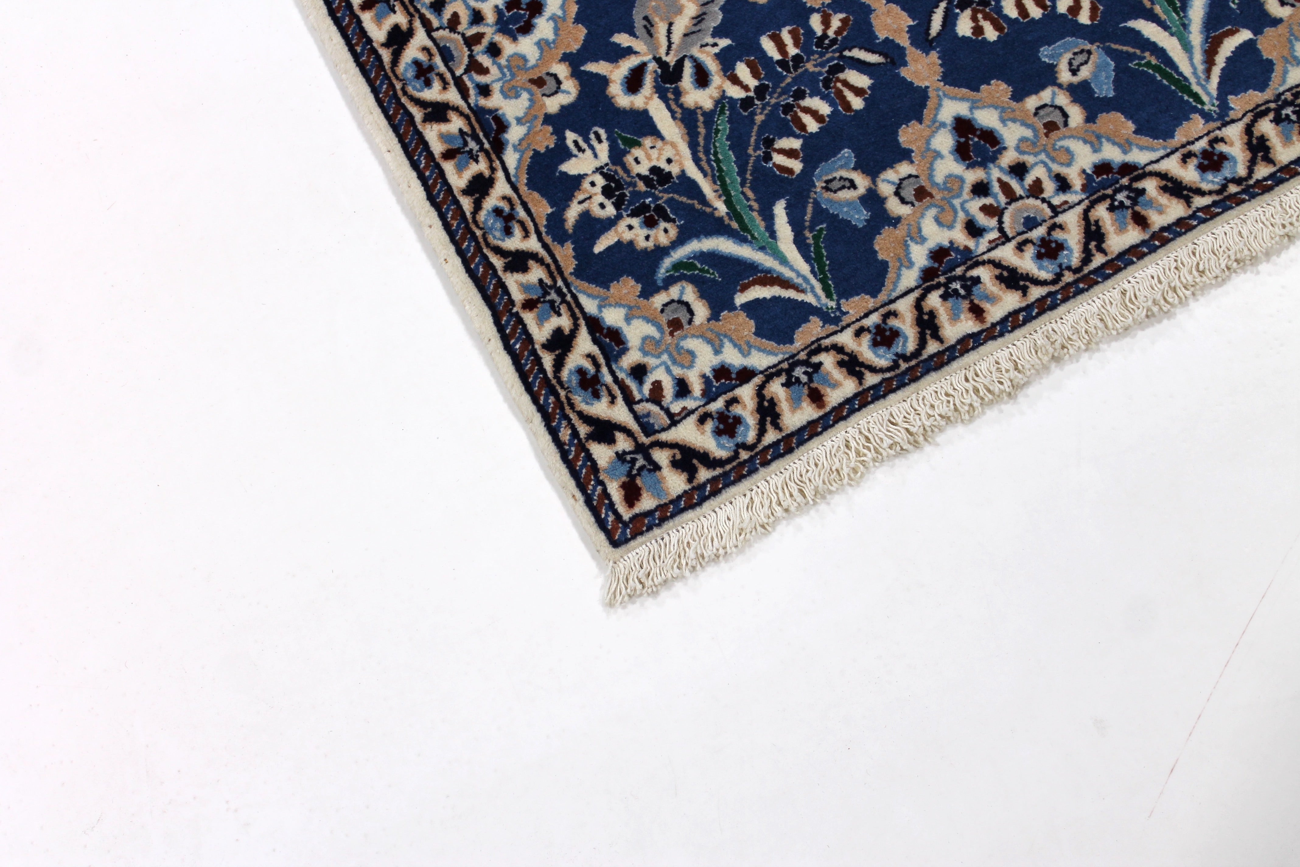 Perserteppich beige/weiß/blau 6La 289x61 Teppiche Nain handgeknüpft – Läufer Rahvar