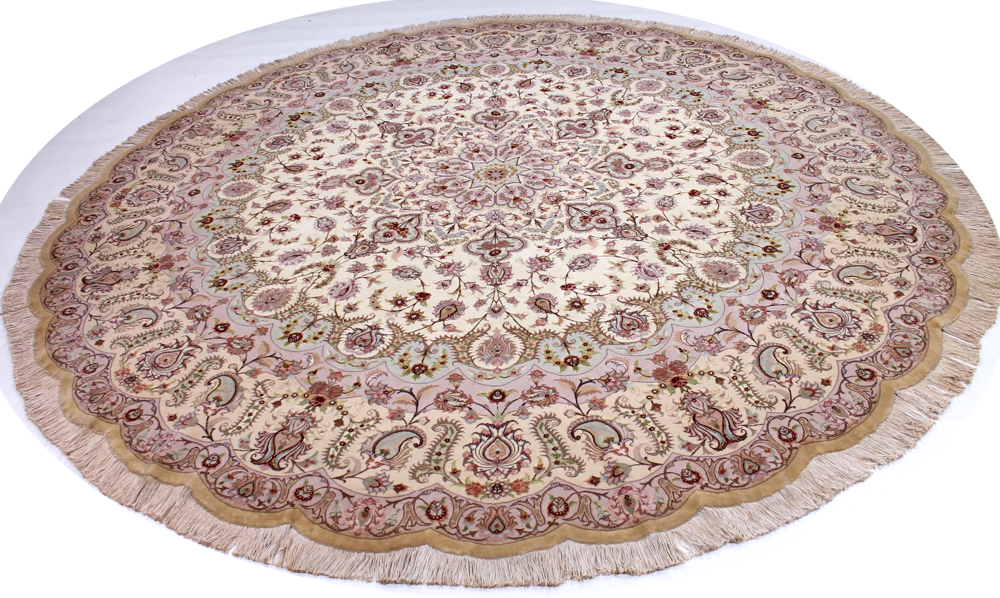 Täbriz 60 Raj Rund mit Seide