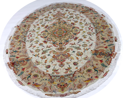 Täbriz 50 Raj oval mit Seide