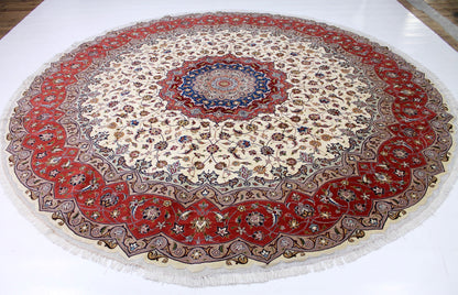 Täbriz 50 Raj rund mit Seide