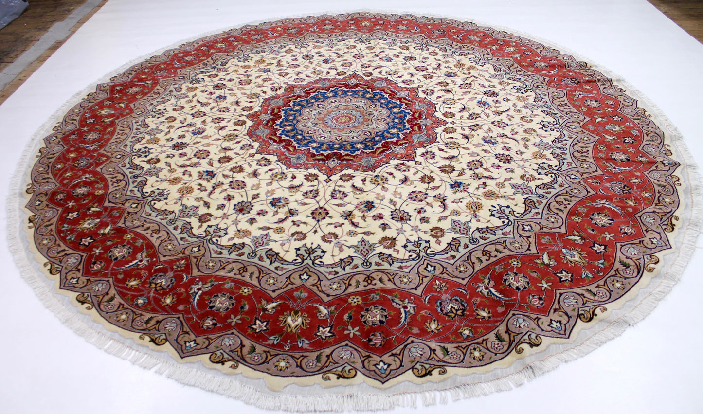 Täbriz 50 Raj rund mit Seide